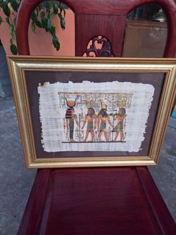Beautiful Egyptian painting on papyrus paper.