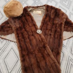 Mink Stole, Hat and Head Wrap