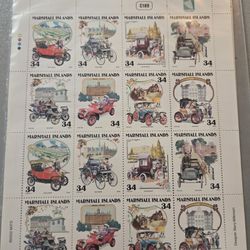 Marshall Islands 34-cent Antique Cars Two Different Full Sheets Stamps