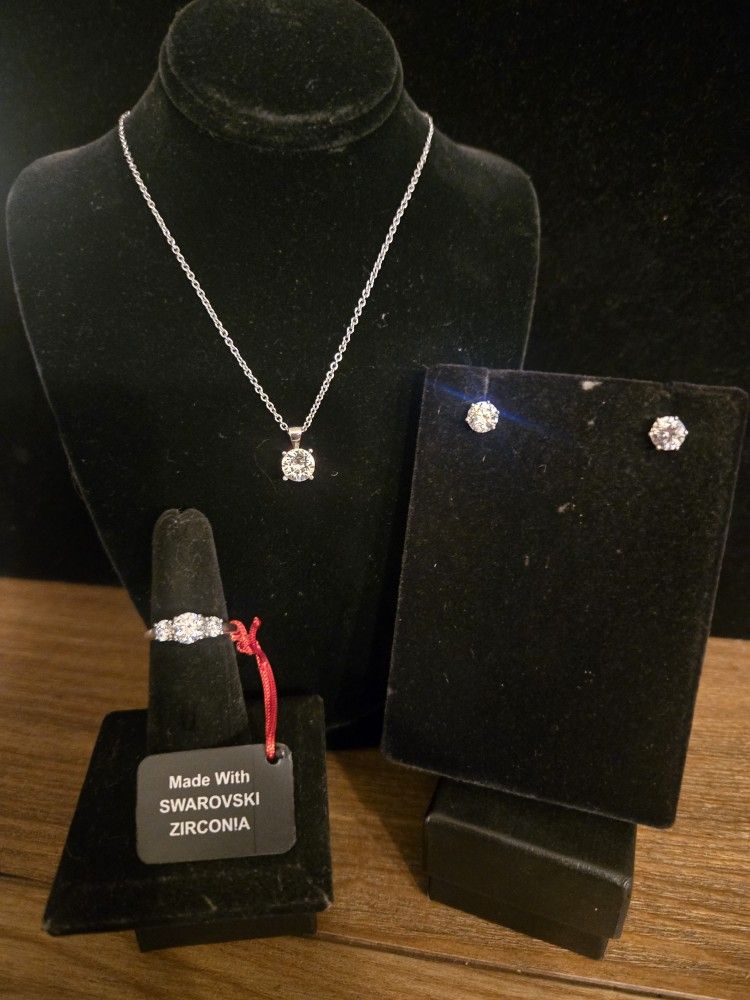Swarovski Set Necklace, Earrings, Ring
