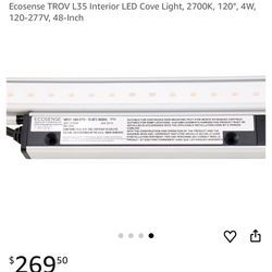  Ecosense Ecosense TROV L35 Interior LED Cove Light, 2700K, 120°, 4W, 120-277V, 48-Inch