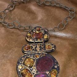 Vintage Chunky Charm Pendant Necklace