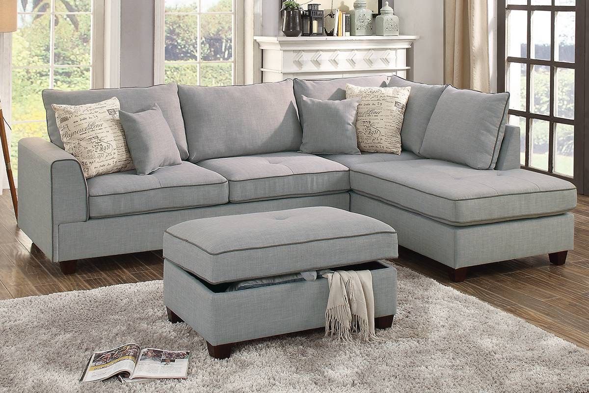 Gray Sectional Sofa With Ottoman