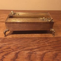 Vintage Gold Metal Decorative Kleenex Box