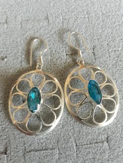 Beautiful Large Swiss Blue Topaz earrings