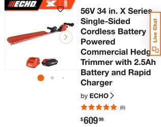 56V 34 in. X Series Single-Sided Cordless Battery Powered Live Chat Commercial Hedg Trimmer with 2.5Ah Battery and Rapid Charger by ECHO > (6)