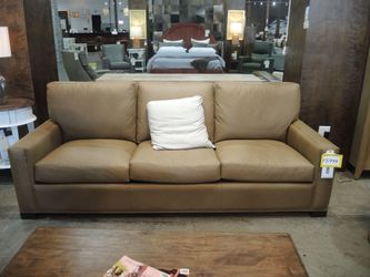 Hancock and Moore Mocha Leather Track Arm Sofa - Wales Collection, Nailhead Trim