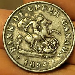 1854 Bank Of Upper Canada Large Half Penny Token