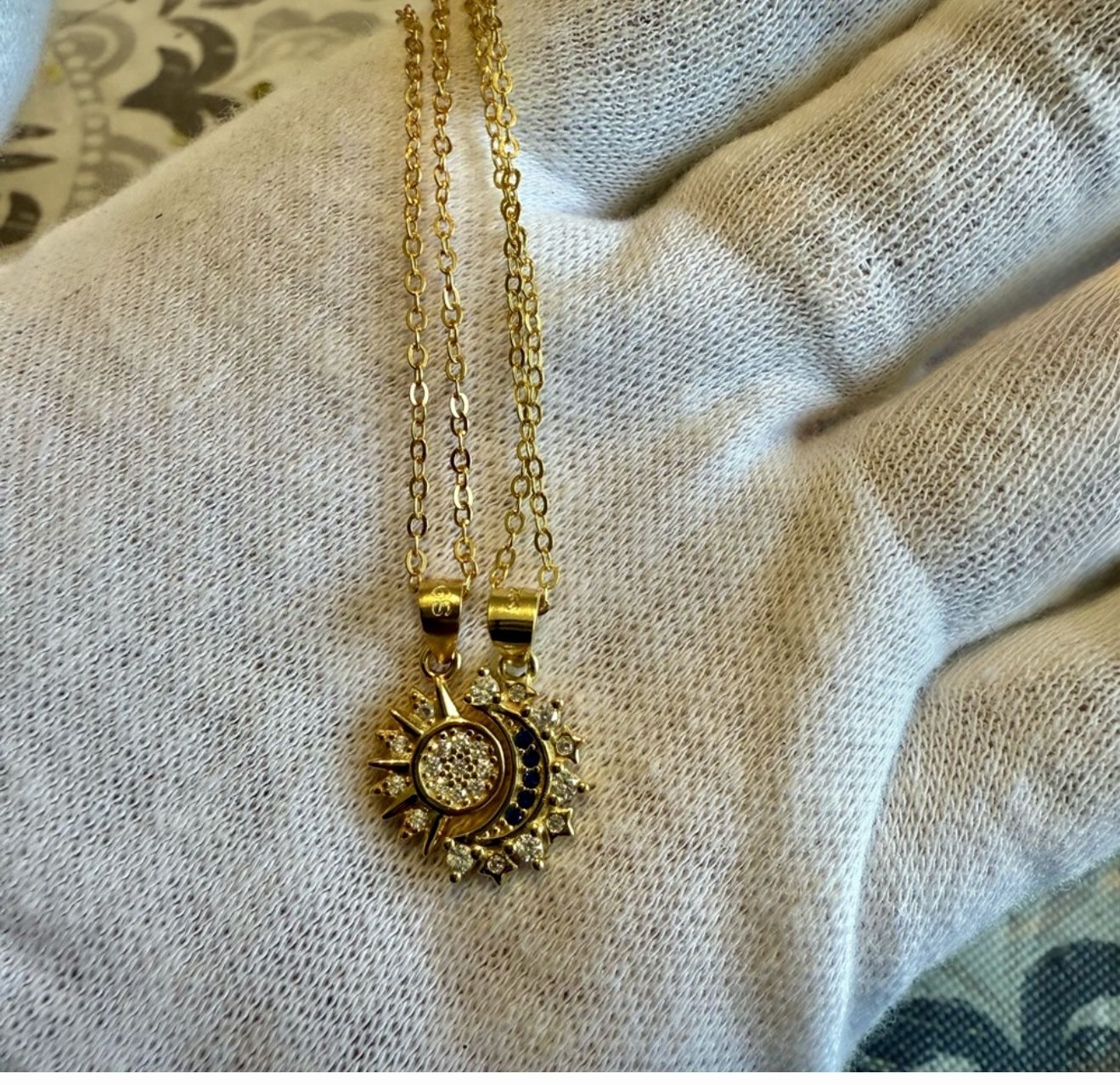 Wedding Sterling Silver 925 Sun & Moon Necklace #wedding