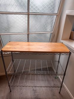 Multi tier kitchen shelve w detachable butcher block