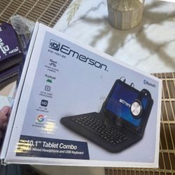 Emerson EID-1001-BK 10.1" Android Tablet Combo Keyboard Headphones 64GB Black