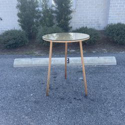 Round Wood, Removable Glass Top, Side Table