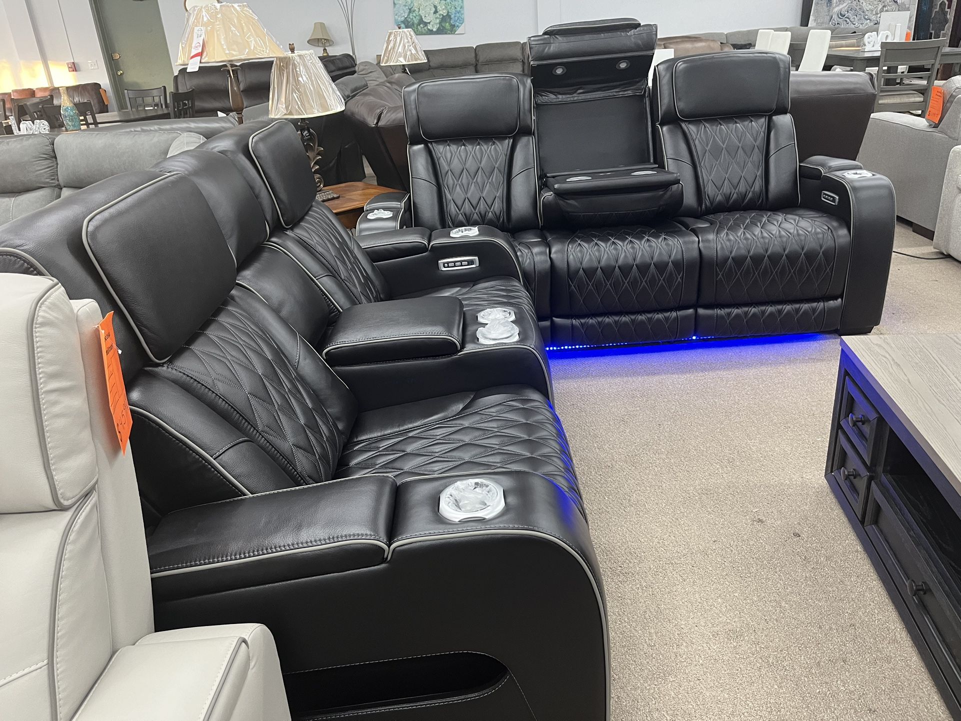 Boyington Real Leather Power Recliner Sofa And Loveseat