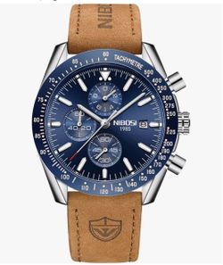 Watches for Men Multifunction Analog Quartz Chronograph Wrist Watch Leather/Stainless Steel Strap,Business Sports Casual Dress Watch,Waterproof Lumino