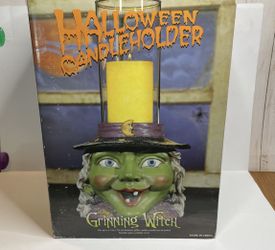 Halloween Witch Candle Holder Grinning Witch Center Piece
