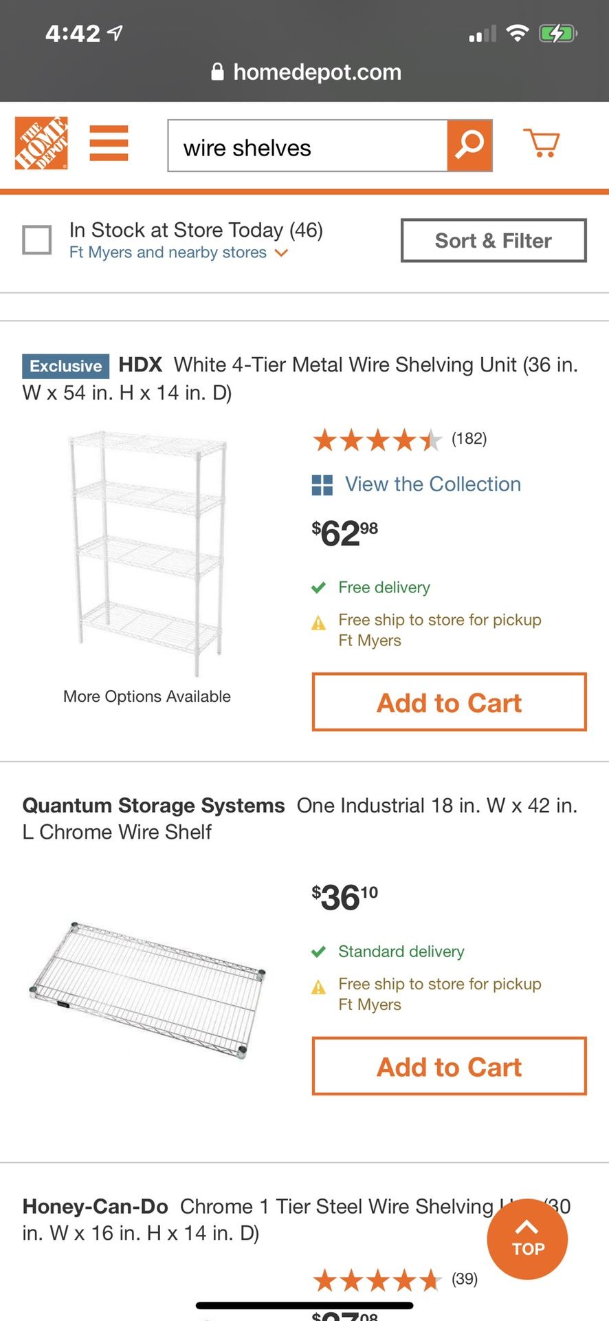 Wire shelves