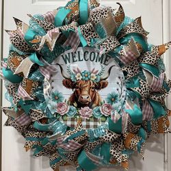 Summer Highland Cow Wreath