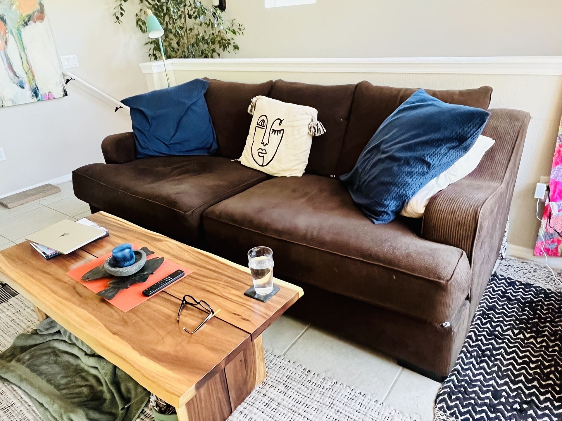 Deep Seated 8 Ft Chocolate Couch