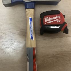 Brick Layer Hammer And Tape Measure 