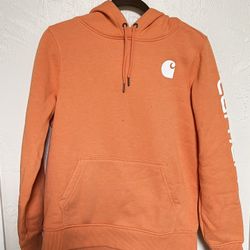 Small Light Orange Carhartt Relaxed Fit Hoodie 