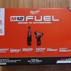 Milwaukee M12 Fuel Impact Driver and Ratchet Kit Cordless Brushless $220 Firm Pickup Only