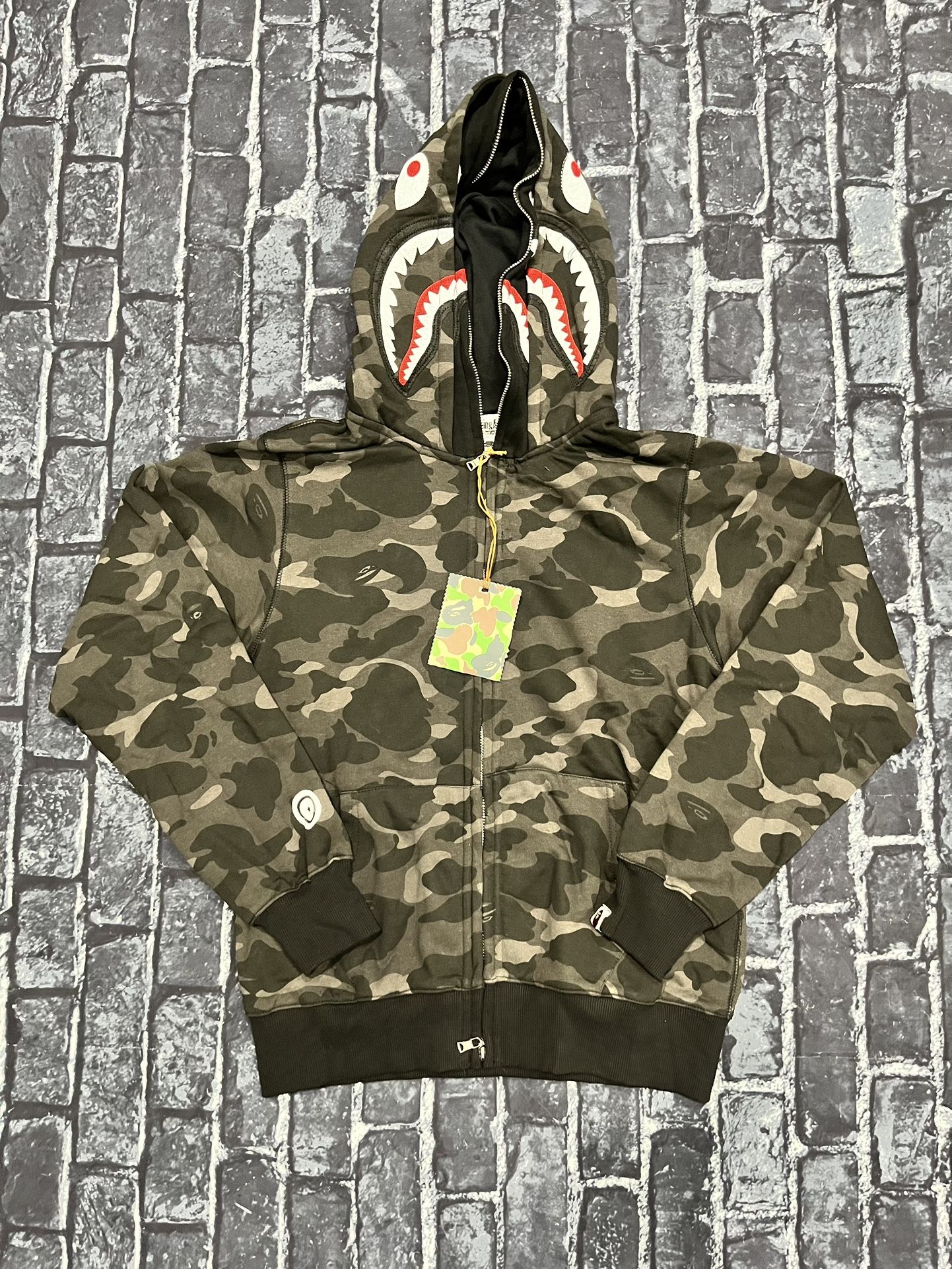 Bape doubke hood black camo jacket