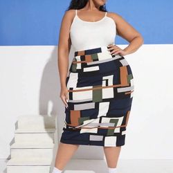 Emery Rose Geo Print Pencil Skirt