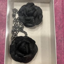 Black Leather Flower Accessories 