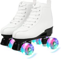 XUDREZ Classic Roller Skates High-Top Double-Row Leather Roller Skates for Women and Men Size 38
