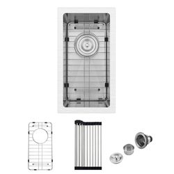 1465: New Bar Sink, Small Kitchen Sinks Undermount Stainless Steel Wet Bar Sink 16 Gauge Single Bowl with Accessories, High-end Handmade Basin for RV 