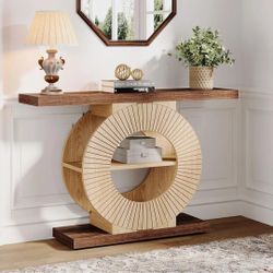 Modern Console Table with Storage,Entryway Sofa Table w/ Circle Base for Hallway