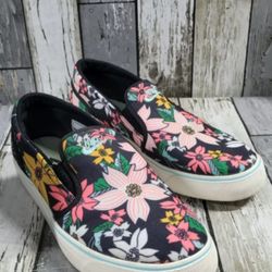Nike Floral Toki Aloha Pack Women's Size 8  Black Slip On Canvas