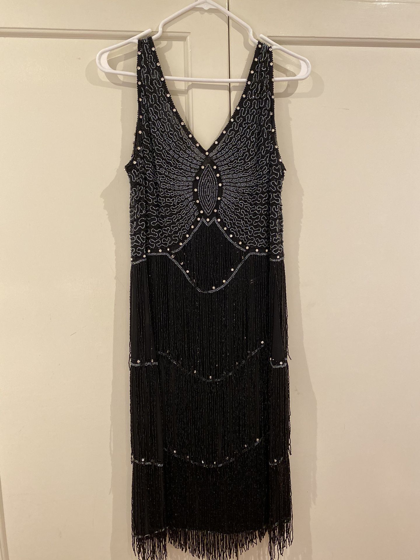 Beaded 20’s Style Flapper Dress w/ Feathered Headpiece