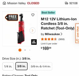 Milwaukee M12 3/8" Cordless Ratchet 2457-20 (Tool Only