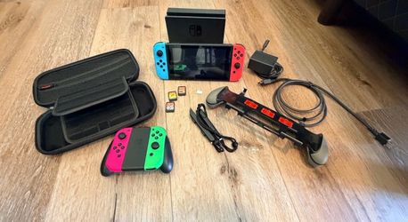 Nintendo Switch HAC-001(-01) v2 Console w/ 3 games & 64gb Zelda microSd