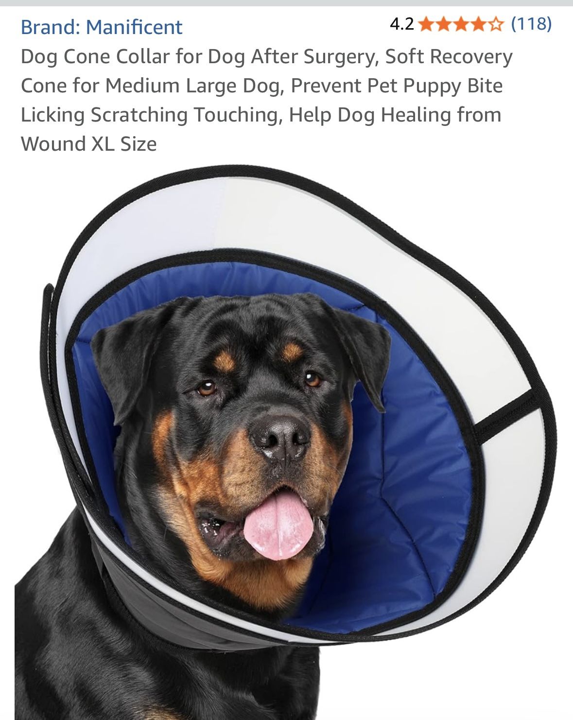 Padded Dog Cone Collar - Size Large
