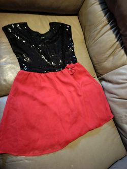 Black sequin top with Red  glowing dress-size 10-12