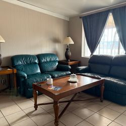 Lather Recliner Sofas , Center Table, Corner Tables And Lamps