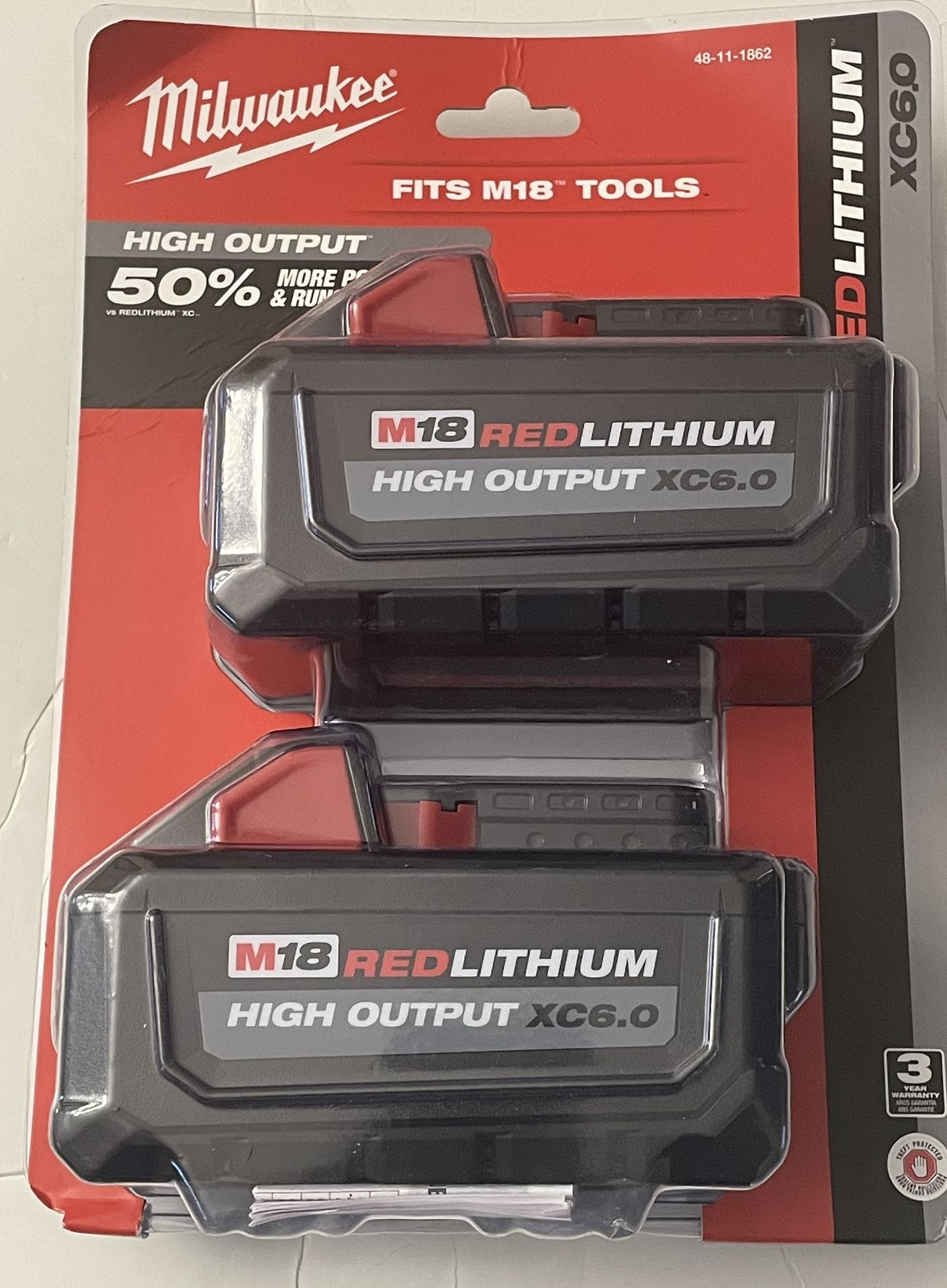 Milwaukee M18 18-Volt Lithium-Ion High Output 6.0Ah Battery Pack (2-Pack)