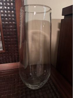 Vintage Pottery Barn 17.5" Tall Heavy Clear Glass Vase