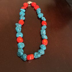 Coral And Turquoise Necklace 