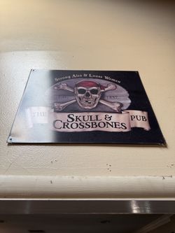 School And Crossbones Metal Pub Sign