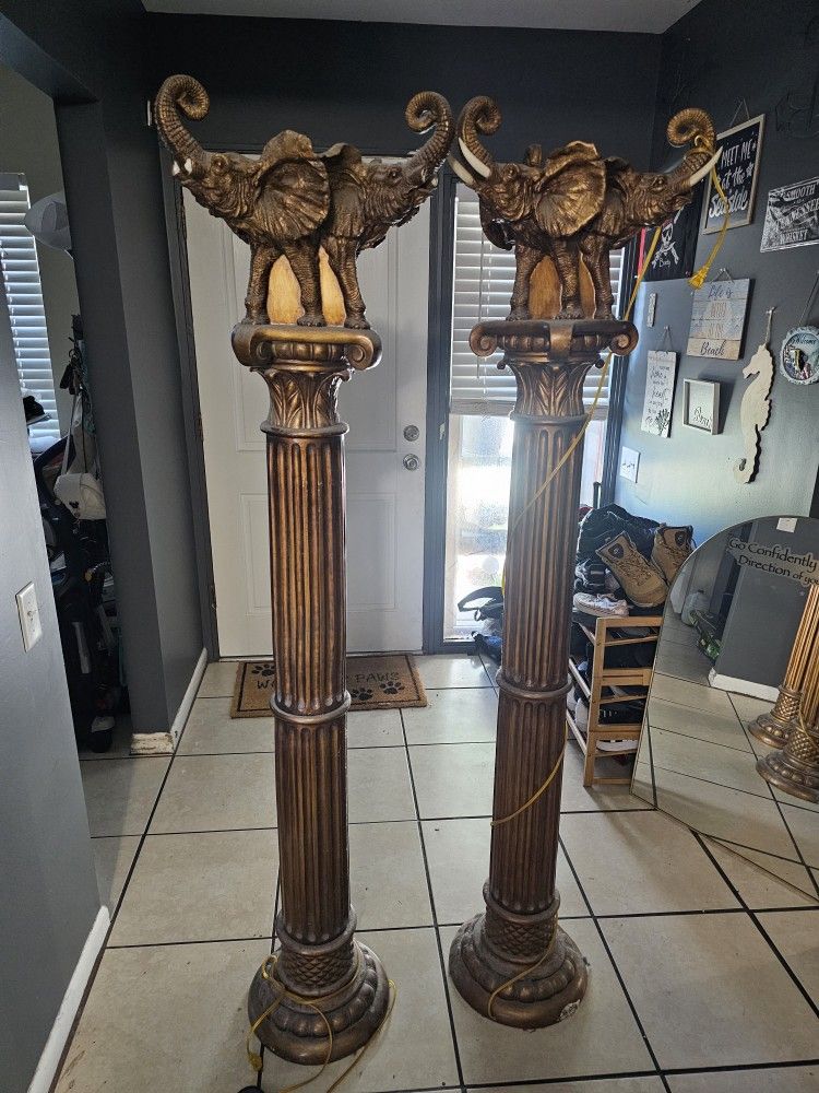 Antique African Elephant Lamps 