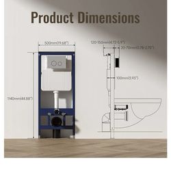 MEJE #038A In-Wall Toilet Tank Carrier with Dual-Flush Actuator Plate in chrome silver color