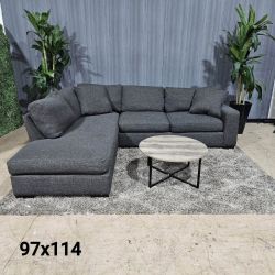 Comfy Charcoal Feather Filled Sectional Sofa (Delivery Available!! )