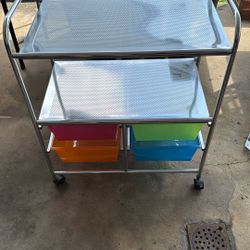 Metal rolling rack with four pull out containers