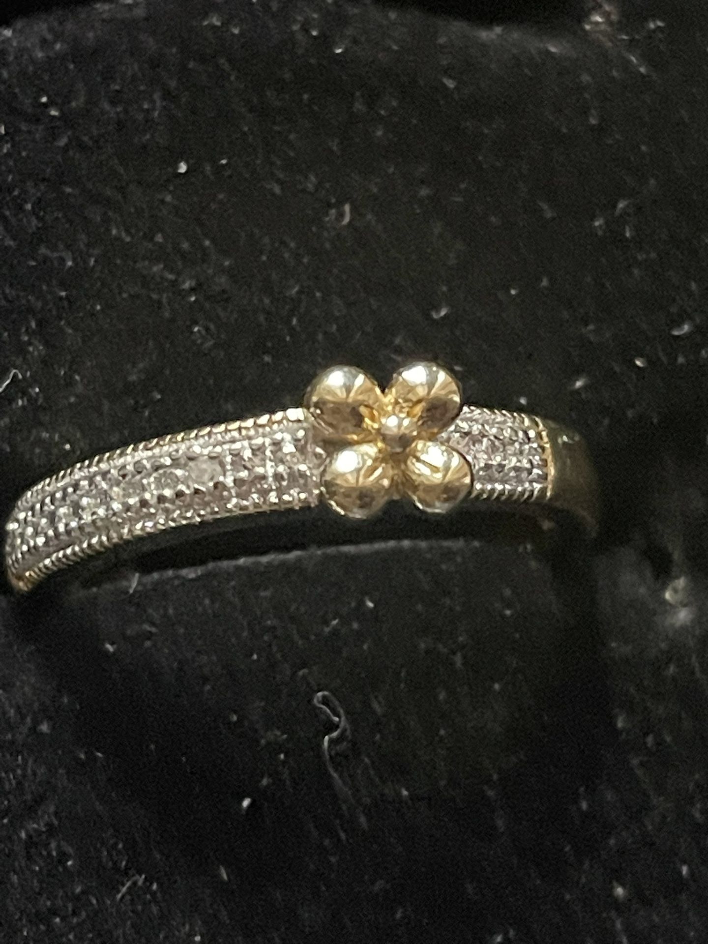 Sterling Diamond Flower Ring