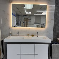 60” Anthracite White Freestanding Hotel Design Bathroom Vanity