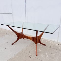 Organic Modernism Black Walnut and Glass Dining Table