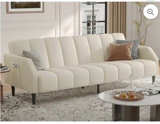 BLAZANT Faux Leather Couch, Convertible Futon Sofa Bed - New In Box